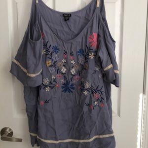 Blue cold shoulder top